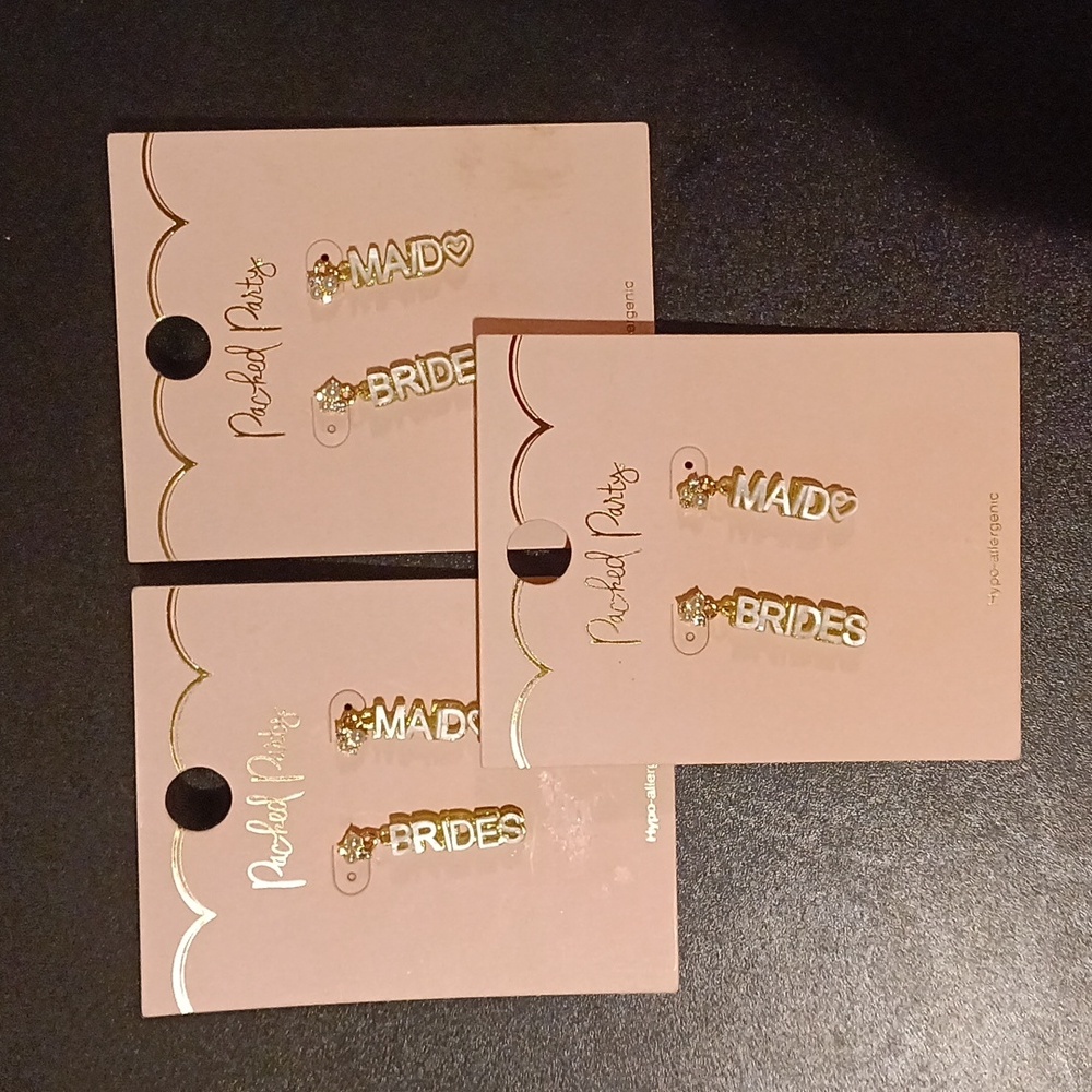 3 Pair Bundle  NWT Brides Maid Hypo-allergenic Packed Party Earrings
